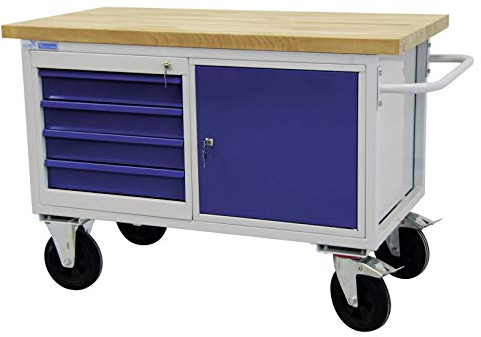 ADB mobile Werkbank Werktisch Werkstattwagen Tischwagen Rollwagen 1300x840x600 mm Werkstatteinrichtung Zubehör Werkstatt fahrbar mit Rollen und Schubladen