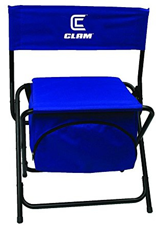 CLAM 8823 Ice Fishing Chair with Built-in Cooler – Lightweight, Portable & Weatherproof Fishing Seat, 16 Height, Durable Steel Frame