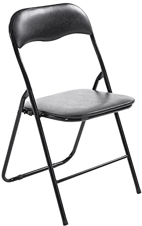 CLP Klappstuhl Felix I Gepolsterter Faltstuhl Mit Kunstleder-Bezug, Farbe:schwarz/schwarz