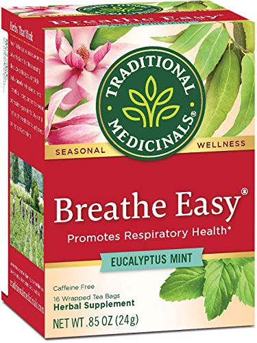 Traditional Medicinals Breathe Easy - Tisana all'eucalipto e menta, favorisce la salute delle vie respiratorie, confezione da 16 bustine