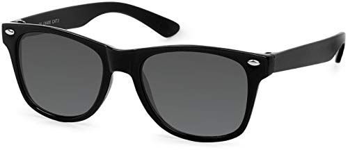 styleBREAKER Kinder Sonnenbrille Retro Nerd Design mit getönten Gläsern | UV400 Schutz | Kunststoffrahmen | für Kleinkinder 18 Monate bis 4 Jahre, Gestell Schwarz/Glas Grau Volltönung