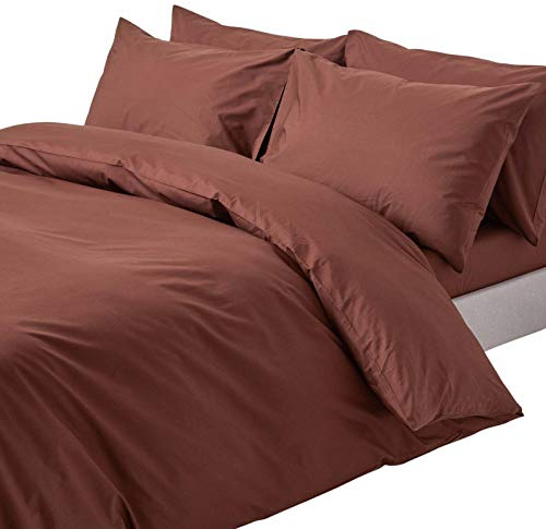 HOMESCAPES - Juego de Cama de 100% algodón Egipcio de 200 Hilos, Funda nórdica de 200 x 200 cm y 2 Fundas de Almohada de 50 x 75 cm, Color Chocolate