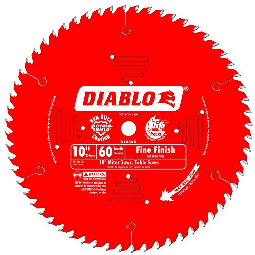 Diablo D1060X 10 x 60 tooth fine finish blade, alloy steel, compatible with wood