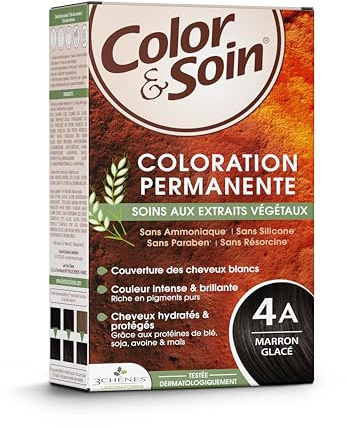 Les 3 Chênes Color & Soin 4A – Marron Glacé – Coloration Permanente Cheveux Femme Sans Ammoniaque – Soin Naturel Brillance Durable – Couvre 100% Cheveux Blancs