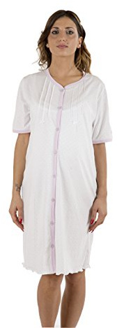 Premamy - Camicia Clinica per Premaman, Modello Aperto Davanti, Cotone Jersey, Pre-Post Parto - Lilla - VII (XXL)