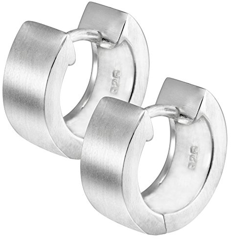 Vinani Damen Ohrringe 925 Silber - Klapp Creolen Ohrring Set für Frauen aus 925 Sterling Silber breit rund mattiert CRR