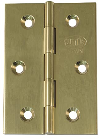 Amig - Confezione da 2 cerniere fisse in ottone senza terminale, 50 x 40 mm, modello 1002, finitura lucida, finitura lucida, bordo quadrato, profilo laminato, facile installazione e utilizzo, fai da