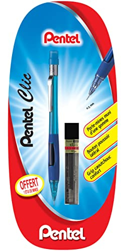 Pentel PD345 Porte-mines 0,5 mm à canon fixe 4 mm Bleu + 1 étui de mines offert