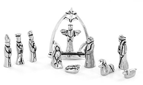 Basic Spirit Krippenset mit Chreche Mini-Zinnfigur, 11-teilig, mit Samtbeutel