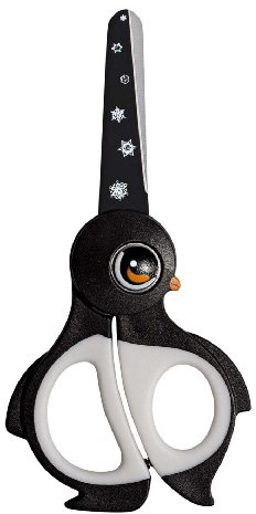 Wedo 0736003 Niños Tijeras para Manualidades, Suave Incrustaciones de Agarre, 13.Cm, Negro/Blanco