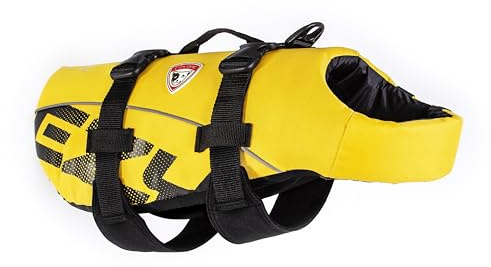 Ezydog DFD Dog Life Jacket - Adjustable Swimming Safety Vest with Reflective Trim & Durable Grab Handle - 50% More Flotation Material - X-Large, Yellow