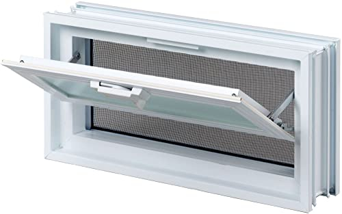 Fuchs Design Lüftungsfenster (484x239x80 mm) weiß anstatt 2 Glasbausteine im Format 24x24x8 cm – mit Fliegengitter