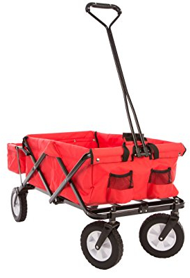 Ultrasport vikbar vagn, rullvagn, picknickvagn, handkärra med transportfodral, röd