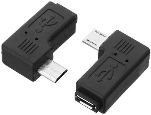 CY 2pcs 90 Degree Left Right Angled Micro USB 2.0 5P Male to Female Extension Adapter