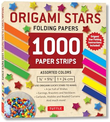 Origami Star Papers 1000 Paper Strips in Assorted Colours (Origami Paper): 10 colors - 1000 sheets - Easy Instructions for Origami Lucky Stars