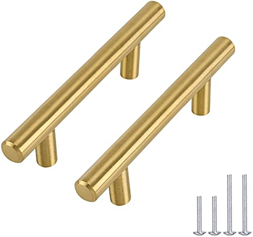 Goldenwarm Möbelgriffe Gold Schrankgriffe 96mm Lochabstand - LS201GD96 Griffe für Küchenschränke und Möbel