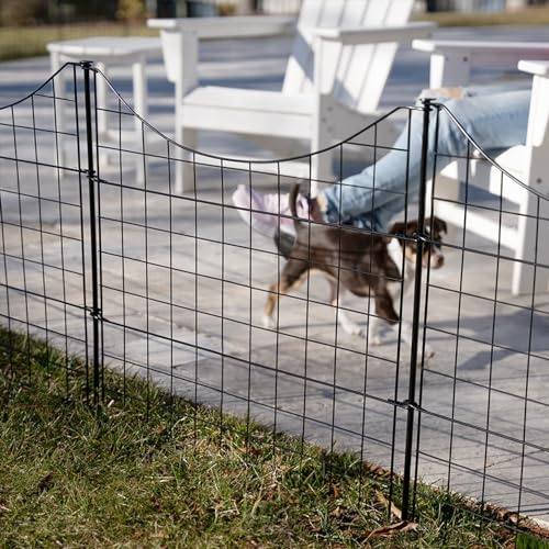 25in H (5 Fence Panels) No Dig Easy Install Zippity Black Metal Fence, Decorative Fence Ideal for Garden Fencing for Dogs, Temporary Fence or Garden Fence Animal Barrier, WF29001