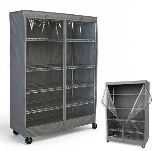 Formosa Covers Clear Front Wire Rack Shelf Cover 48Wx18Dx72H Grey Fabric