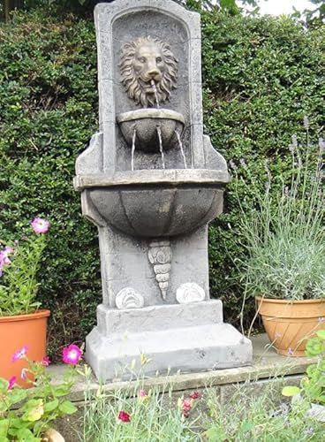 stone garden water fountain,Highly Detailed Lions Wall Fountain self contained outdoor ornate garden water feature