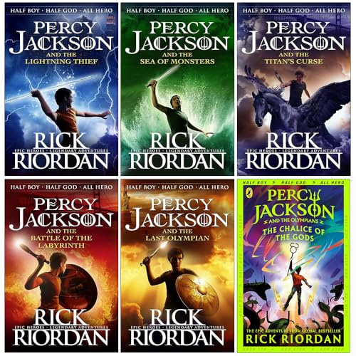 Percy Jackson and the Olympians Collection 6 Books Set By Rick Riordan (The Lightning Thief, Sea of Monsters,Titan's Curse,Battle of the Labyrinth,Last Olympian, [Hardcover] The Chalice of the Gods)