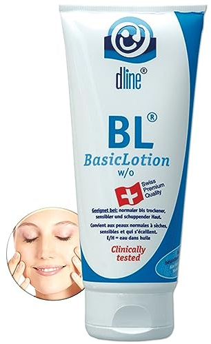 dline BL-BasicLotion Bodylotion vom Pflegeprofi | 200ml Tube | Feuchtigkeitscreme Gesichtscreme Körperlotion für trockene Haut | Aloe vera Bienenwachs Glycerin Jojobaöl Mandelöl Urea | Skin Care