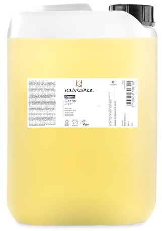 Naissance Certified Organic Castor Oil (no. 217) 5 Litres – 100% Pure, Cold Pressed, Unrefined – For Eyelashes, Hair, Eyebrows, Beard Growth, Nails, Skin, Massage – Natural, Vegan, Hexane Free, No GMO