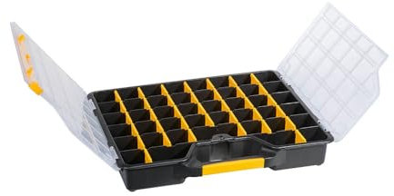 Allit 457420 OrdnungsboxEuroPlus Basic S37/6-20 mit 6 Fächern / 20 Trennwänden, Schwarz, Gelb, Transparent