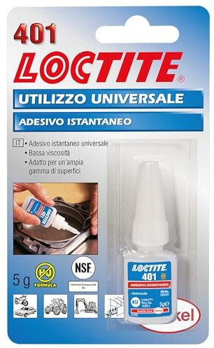 LOCTITE 401, Adesivo istantaneo multiuso, Cianoacrilato a polimerizzazione rapida, Colla universale adatta a materiali porosi, 1 flacone da 5g