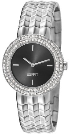 Moonlite Women'Esprit Herren Quarzuhr mit schwarzem Zifferblatt Analog-Anzeige und Silber-Edelstahl-Armband ES106092001