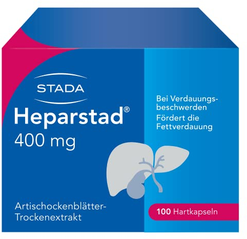 Heparstad 400 mg Hartkapseln, natürliche Hilfe bei Verdauungsbeschwerden mit Artischockenblätter-Trockenextrakt, fördern die Fettverdauung & lindern Völlegefühl, 100 Stk