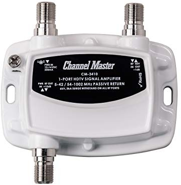Channel Master Ultra Mini 1-1-Port TV Antenna Distribution Amplifier, 15dB gain, Compatible with Non-Amplified TV Antennas, Cable and Internet Modems, Increases Signal Strength, Indoor/Outdoor
