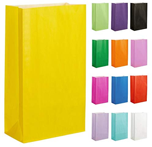 Thepaperbagstore 20 Gialla sacchetti regalo in carta (14 x 24.5 x 7 cm) per feste di bambini e adulti, compleanni, matrimoni, baby shower, addii al nubilato e dolci.