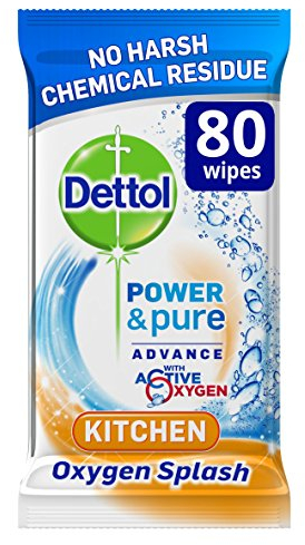 Dettol Power and Pure Advance Kitchen Wipes, 320 Wipes, Pack of 4 x 80