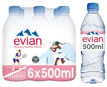 Evian Still Natural Mineral Water, 6 x 500ml