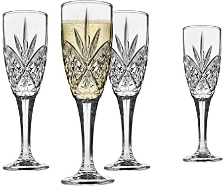 Godinger Dublin Crystal Champagne Flutes - Set of 4, 6 ounce