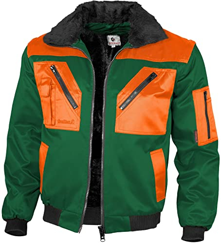 Qualitex - Pilotenjacke 4 in 1, Grün/Warnorange, L