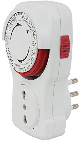 Poly Pool PP1409 Temporizzata con Programmatore/Timer Settimanale, Spina Italiana Grande 16 A e Presa Bivalente