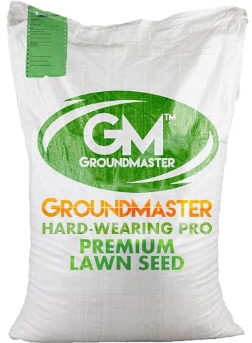 GroundMaster Premium Lawn Grass Seed – 25KG Hard Wearing & Fast Germination Grass Seeds for Family Lawns and Gardens, Coverage up to 1500M2 for Overseeding, Tough Lawn Seed Mixture, Pet-Friendly