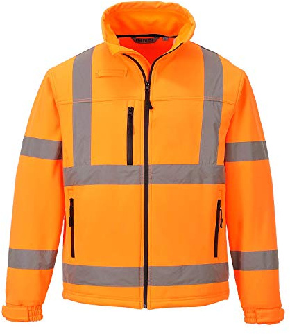 Portwest S424 Hi-Vis Softshell Jacka Flera Fickor Järnväg Normal Polyester | Orange, S, EN ISO 20471 Klass 3, UPF 40+, Rund Halsringning, Lång Ärm, Mikro Polarfleece Fodrad, Reflekterande Tejp, Skaltyg