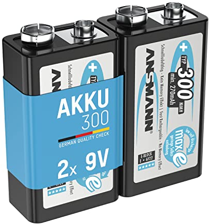 Ansmann 5035453-590-1 - Block Pila Recargable, Baja auto-descarga, maxE 8.4V block type 300 (min 270mAh), 2 unidades