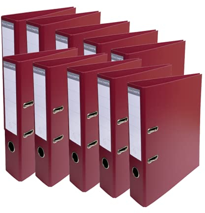 Exacompta 53704E 10er Pack Premium PVC-Ordner Prem´Touch. 7 cm breit DIN A4 Ringordner Aktenordner Briefordner Büroordner Plastikordner Schlitzordner bordeaux