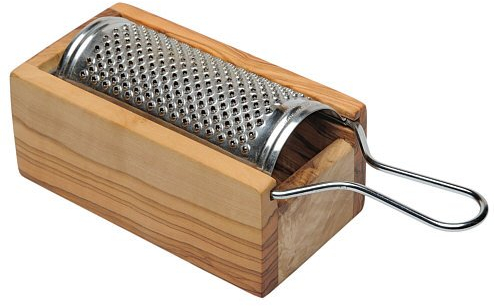 Râpe à fromage, râpe à parmesan inoxydable avec réservoir en bois d'olivier