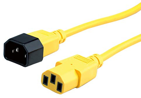 Roline IEC320 C14 to C13 10A 3m Yellow Power Cable for PC, Monitor, Hifi Devices, Peripherals
