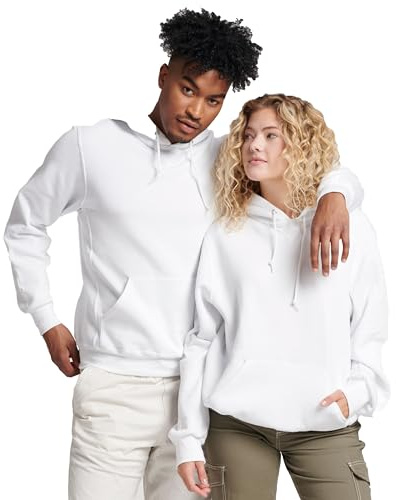 Russell Athletic Dri-Power - Sudadera con Capucha de Forro Polar para Hombre, Absorbe la Humedad, Mezcla de algodón, Ajuste Holgado, Tallas S-4X, Jersey Blanco, Large