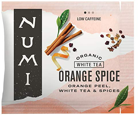 Numi Organic Orange Spice Tea, 100 Tea Bags, White Tea With Citrus & Spices, Brew 200 Cups, Low Caffeine