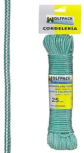 WOLFPACK LINEA PROFESIONAL - Cuerda Trenzada Polipropileno Blanca / Verde (Madeja 25 m.)