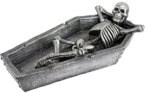 Design Toscano QM21541 Scultura Scheletro nella Tomba Rip, Grigio, 24x12.5x7.5 cm