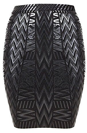 HLBandage Leather Metallic High Waist Bandage Skirt (XS, Black)