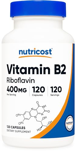 Nutricost Vitamina B2 (Riboflavina) 400mg, 120 Cápsulas - Sin gluten, No GMO