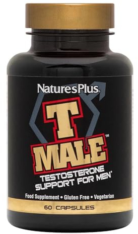 NaturesPlus T Male - 60 Vegetarian Capsules - Promotes Muscle Gain & Stamina, Mood Enhancer - Gluten Free - 30 Total Servings